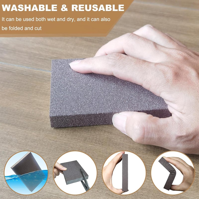 Tonmp 6 Pack 60 Grit Coarse Sanding Sponge, Washable and Reusable Great for Pot Pan Brush Sponge Brush Glasses Sanding Wood Sanding Metal Sanding (60 Grit-6 Pack) - Image 3